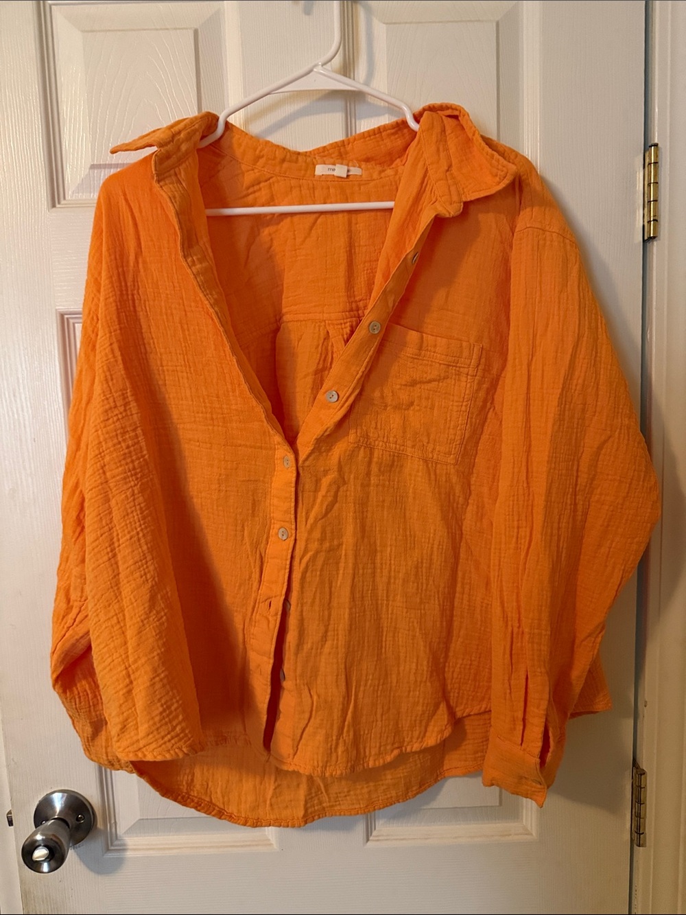 Woman’s Lightweight Orange Button-Up Shirt